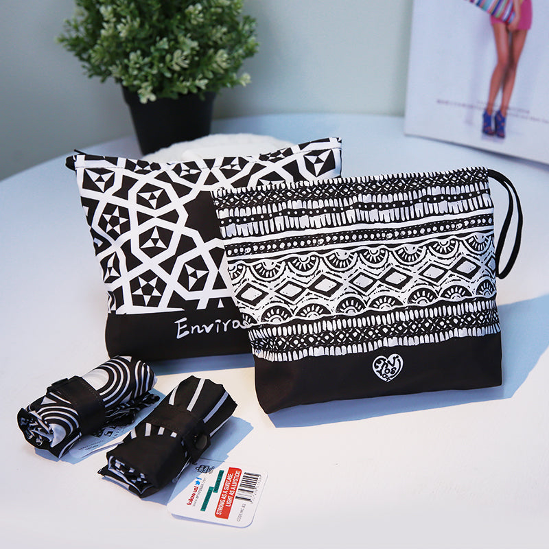 Envirosax Zipper Pouch Bag Set of 2 Black and White