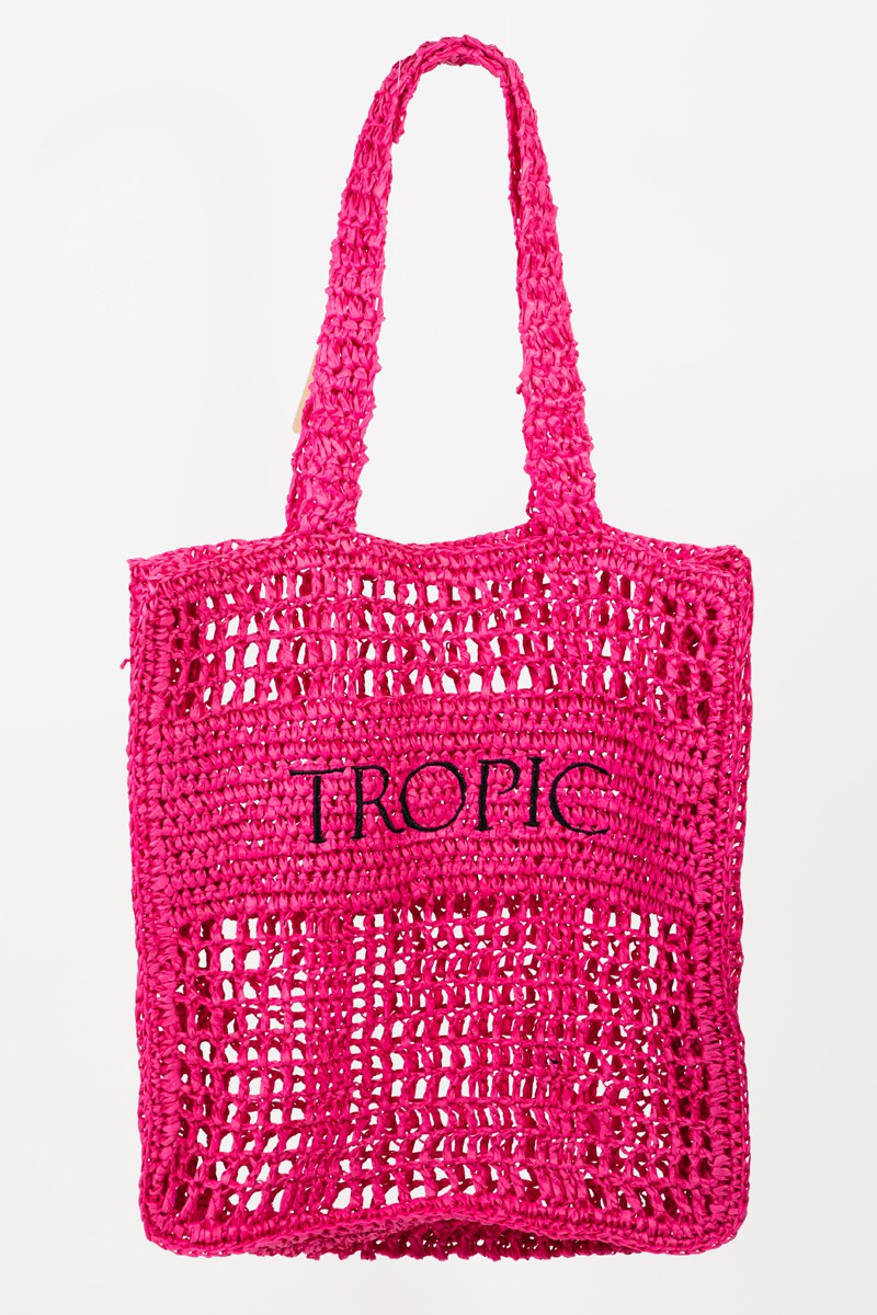 Bolso de mano con gráfico de letras recortadas Fame